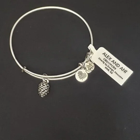 Alex and Ani NWT Silver Tone Pinecone Bracelet 647 - Picture 1 of 6